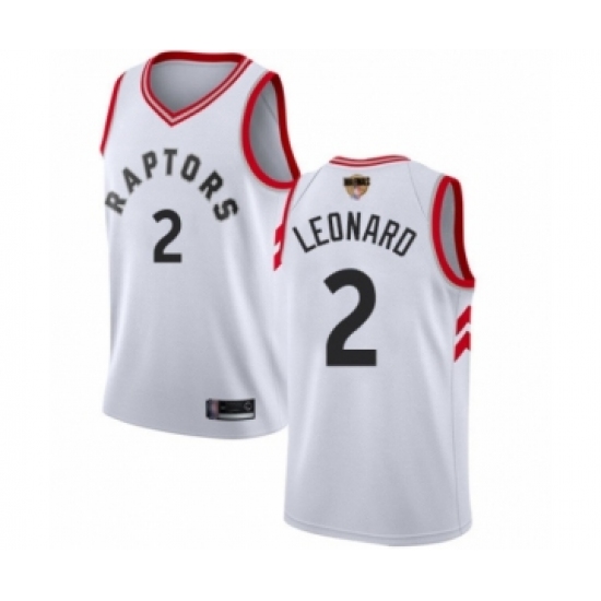 Men's Toronto Raptors 2 Kawhi Leonard Swingman White 2019 Basketball Finals Bound Jersey - Association Edition