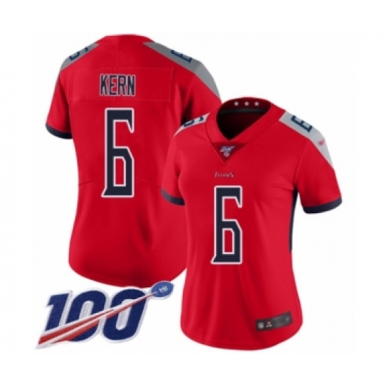 Women's Tennessee Titans 6 Brett Kern Limited Red Inverted Legend 100th Season Football Jersey