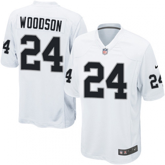 Men's Nike Oakland Raiders 24 Charles Woodson Game White NFL Jersey