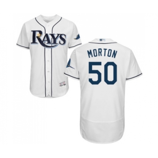 Men's Tampa Bay Rays 50 Charlie Morton Home White Home Flex Base Authentic Collection Baseball Jersey