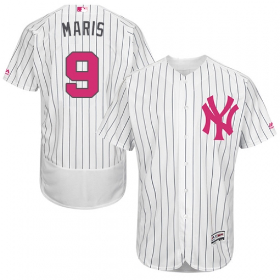 Men's Majestic New York Yankees 9 Roger Maris Authentic White 2016 Mother's Day Fashion Flex Base MLB Jersey