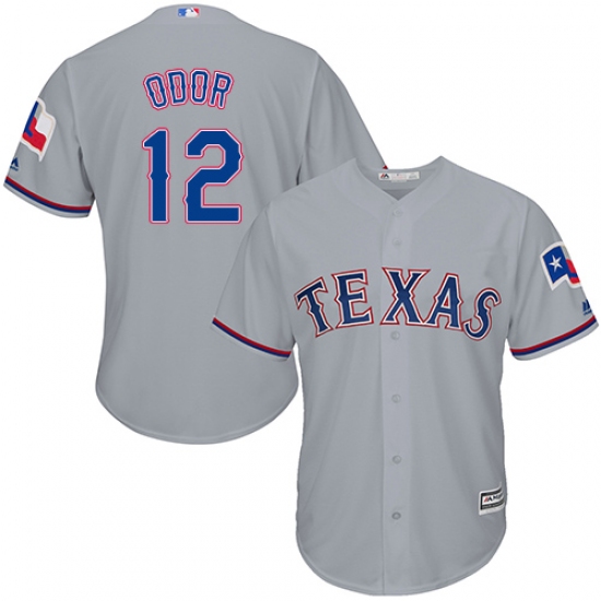 Men's Majestic Texas Rangers 12 Rougned Odor Replica Grey Road Cool Base MLB Jersey