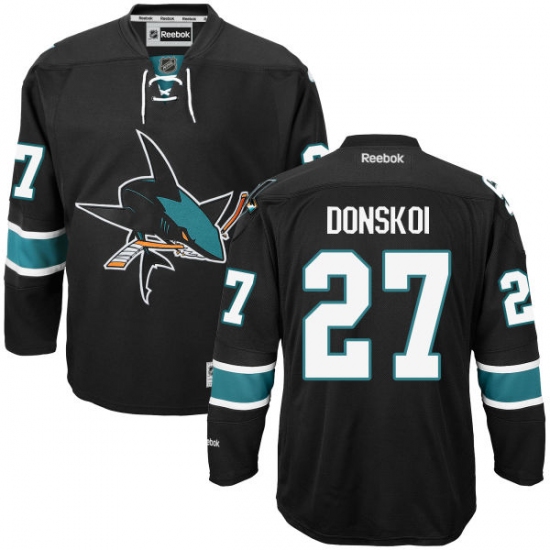 Men's Reebok San Jose Sharks 27 Joonas Donskoi Premier Black Third NHL Jersey