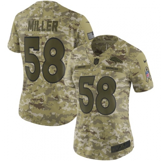 Women's Nike Denver Broncos 58 Von Miller Limited Camo 2018 Salute to Service NFL Jersey