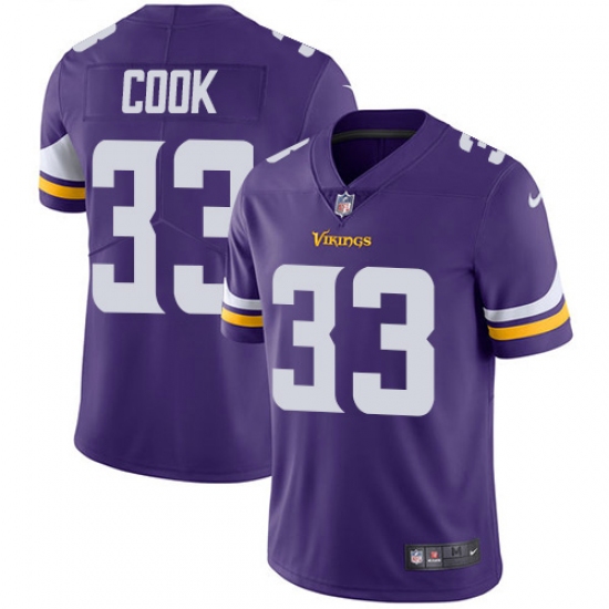 Men's Nike Minnesota Vikings 33 Dalvin Cook Purple Team Color Vapor Untouchable Limited Player NFL Jersey