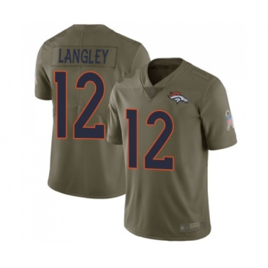 Men's Denver Broncos 12 Brendan Langley Limited Olive 2017 Salute to Service Football Jersey