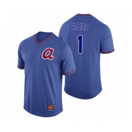 Women Atlanta Braves 1 Ozzie Albies Royal Cooperstown Collection Legend Jersey