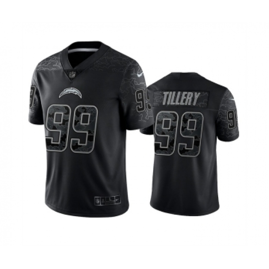 Men's Los Angeles Chargers 99 Jerry Tillery Black Reflective Limited Stitched Football Jersey