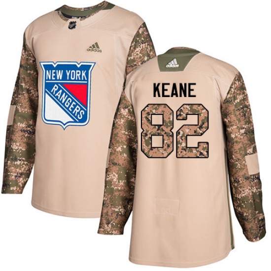 Youth Adidas New York Rangers 82 Joey Keane Authentic Camo Veterans Day Practice NHL Jersey