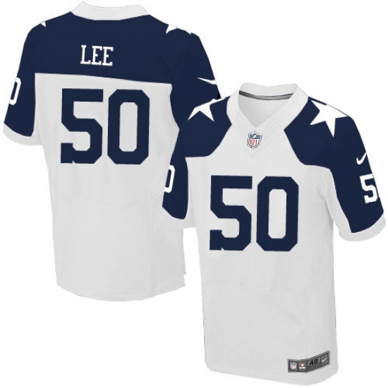 Men's Nike Dallas Cowboys 50 Sean Lee Elite White Throwback Alternate NFL Jersey