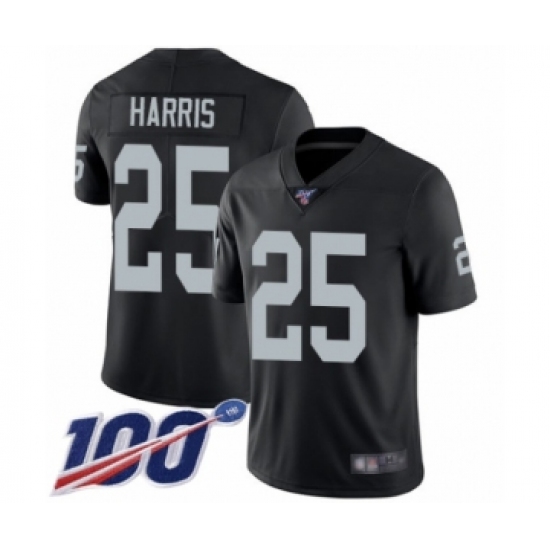 Men's Oakland Raiders 25 Erik Harris Black Team Color Vapor Untouchable Limited Player 100th Season Football Jersey