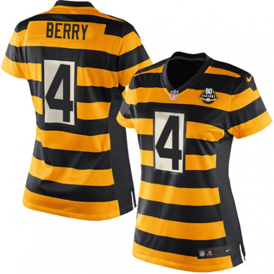 Women's Nike Pittsburgh Steelers 4 Jordan Berry Game Yellow/Black Alternate 80TH Anniversary Throwback NFL Jersey