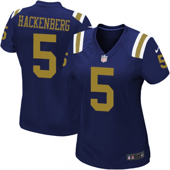 Women's Nike New York Jets 5 Christian Hackenberg Limited Navy Blue Alternate NFL Jersey