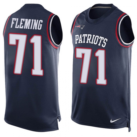 Men's Nike New England Patriots 71 Cameron Fleming Limited Navy Blue Player Name & Number Tank Top NFL Jersey