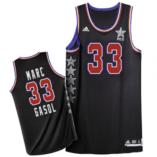 Men's Adidas Memphis Grizzlies 33 Marc Gasol Swingman Black 2015 All Star NBA Jersey