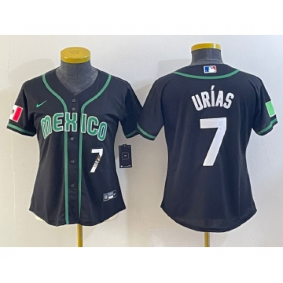 Women's Mexico Baseball 7 Julio Urias Number 2023 Black World Classic Stitched Jersey5