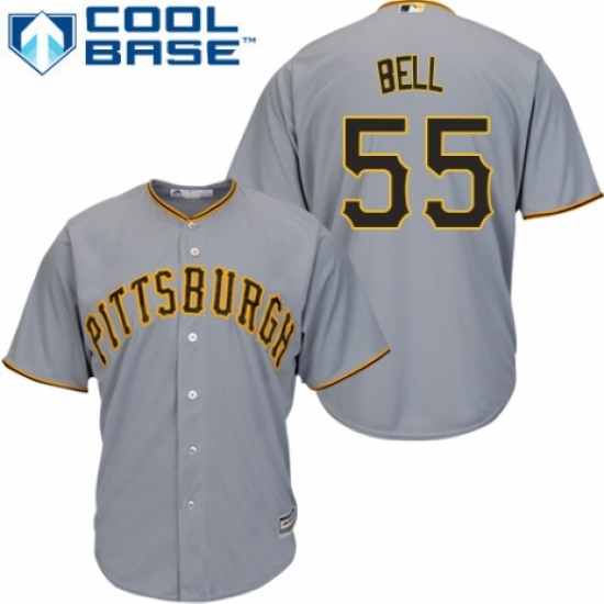 Youth Majestic Pittsburgh Pirates 55 Josh Bell Authentic Grey Road Cool Base MLB Jersey