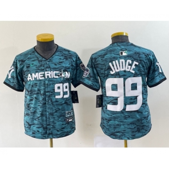 Women's New York Yankees 99 Aaron Judge Number Teal 2023 All star Cool Base Stitched Baseball Jersey