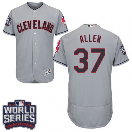 Men's Majestic Cleveland Indians 37 Cody Allen Grey 2016 World Series Bound Flexbase Authentic Collection MLB Jersey