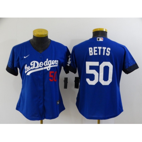 Women's Nike Los Angeles Dodgers 50 Mookie Betts Blue City Player Jersey