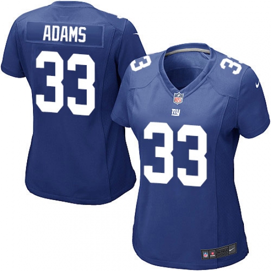Women's Nike New York Giants 33 Andrew Adams Game Royal Blue Team Color NFL Jersey