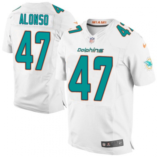 Men's Nike Miami Dolphins 47 Kiko Alonso Elite White NFL Jersey