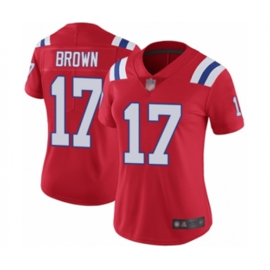Women's New England Patriots 17 Antonio Brown Red Alternate Vapor Untouchable Limited Player Football Jersey