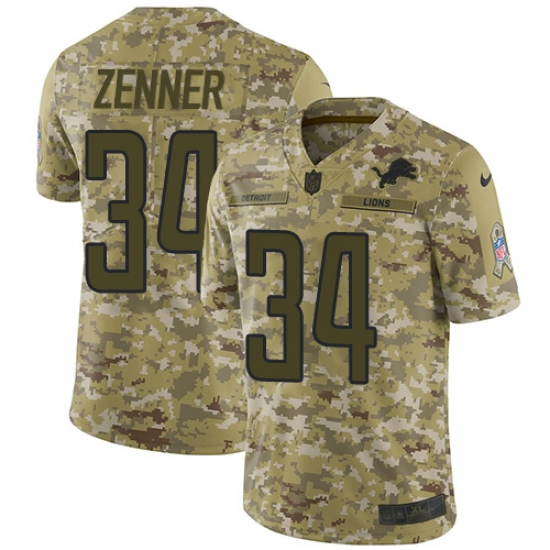 Men's Nike Detroit Lions 34 Zach Zenner Limited Camo 2018 Salute to Service NFL Jersey