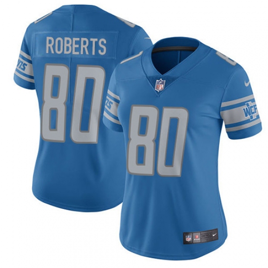 Women's Nike Detroit Lions 80 Michael Roberts Elite Light Blue Team Color NFL Jersey