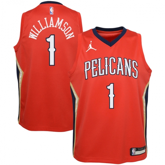 Youth New Orleans Pelicans 1 Zion Williamson Jordan Brand Red 2020-21 Swingman Player Jersey