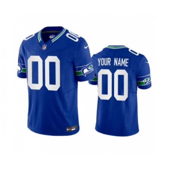 Men's Nike Seattle Seahawks Active Player Custom Royal 2023 F.U.S.E. Vapor Limited Throwback Stitched Jersey