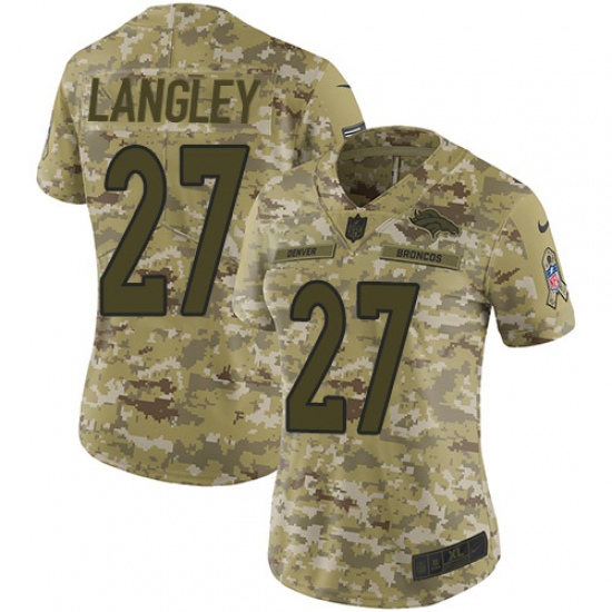Women's Nike Denver Broncos 27 Brendan Langley Limited Camo 2018 Salute to Service NFL Jersey