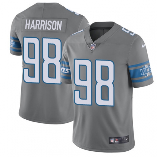 Men's Nike Detroit Lions 98 Damon Harrison Limited Steel Rush Vapor Untouchable NFL Jersey