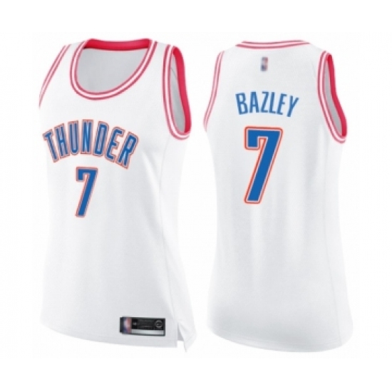Women's Oklahoma City Thunder 7 Darius Bazley Swingman White Pink Fashion Basketball Jersey