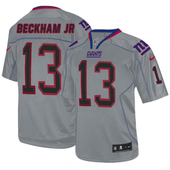 Men's Nike New York Giants 13 Odell Beckham Jr Elite Lights Out Grey NFL Jersey