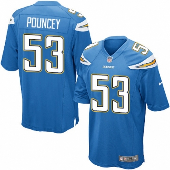 Men's Nike Los Angeles Chargers 53 Mike Pouncey Game Electric Blue Alternate NFL Jersey