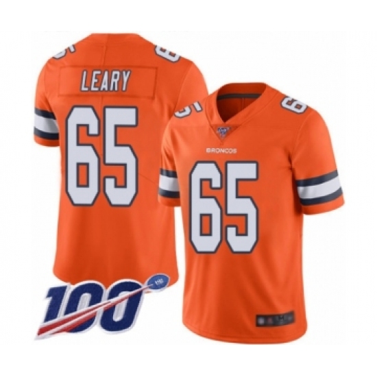 Men's Denver Broncos 65 Ronald Leary Limited Orange Rush Vapor Untouchable 100th Season Football Jersey