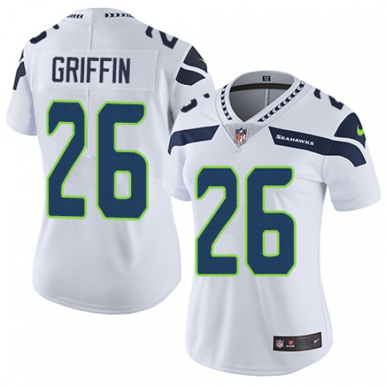 Women's Nike Seattle Seahawks 26 Shaquill Griffin White Vapor Untouchable Limited Player NFL Jersey