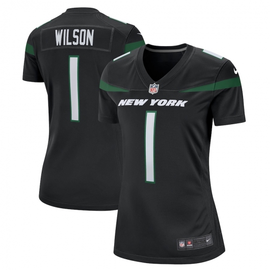 Women's New York Jets 1 Zach Wilson Nike Black 2021 NFL Draft First Round Pick Game Jersey