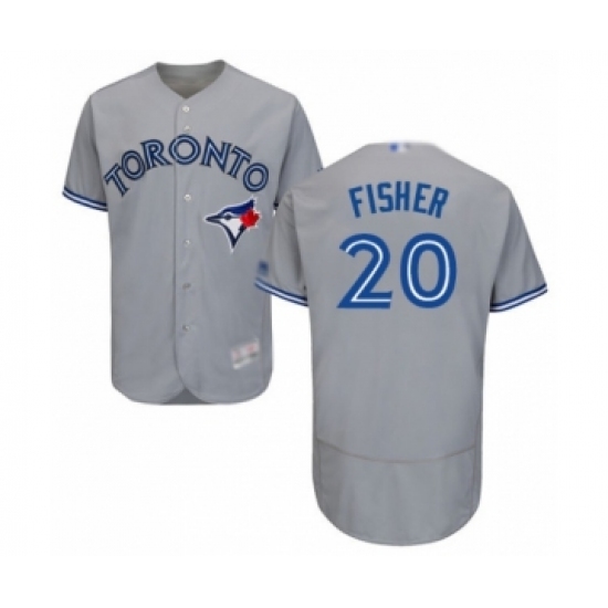 Men's Toronto Blue Jays 20 Derek Fisher Grey Road Flex Base Authentic Collection Baseball Player Jersey