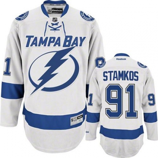 Youth Reebok Tampa Bay Lightning 91 Steven Stamkos Authentic White Away NHL Jersey
