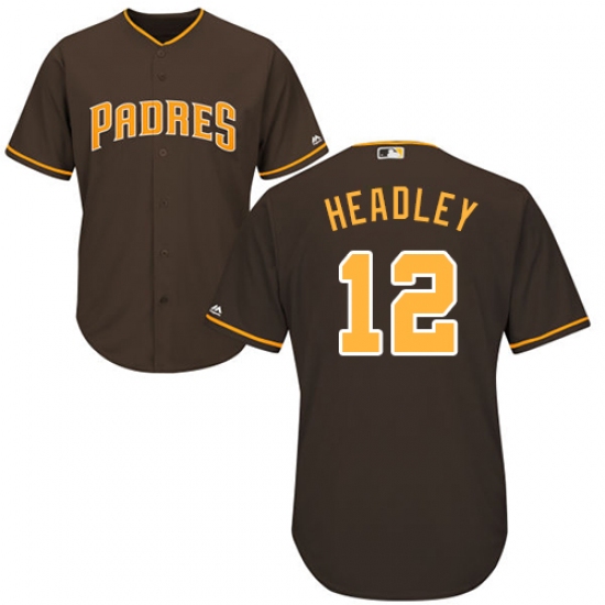Men's Majestic San Diego Padres 12 Chase Headley Replica Brown Alternate Cool Base MLB Jersey