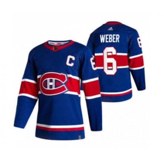 Men's Montreal Canadiens 6 Shea Weber Blue 2020-21 Reverse Retro Alternate Hockey Jersey