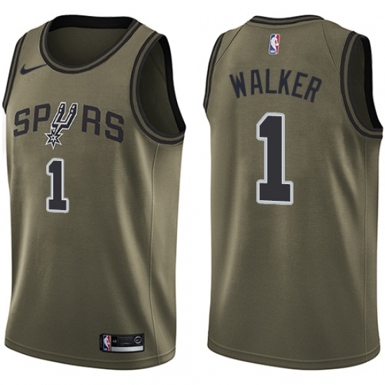 Youth Nike San Antonio Spurs 1 Lonnie Walker Swingman Green Salute to Service NBA Jersey