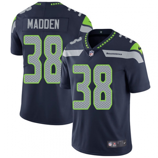 Youth Nike Seattle Seahawks 38 Tre Madden Navy Blue Team Color Vapor Untouchable Elite Player NFL Jersey