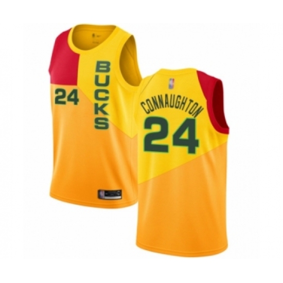 Women's Milwaukee Bucks 24 Pat Connaughton Swingman Yellow Basketball Jersey - City Edition