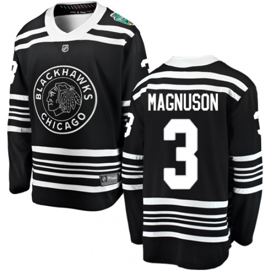 Men's Chicago Blackhawks 3 Keith Magnuson Black 2019 Winter Classic Fanatics Branded Breakaway NHL Jersey