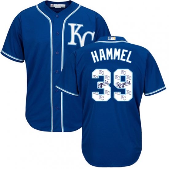 Men's Majestic Kansas City Royals 39 Jason Hammel Blue Authentic Blue Team Logo Fashion Cool Base MLB Jersey