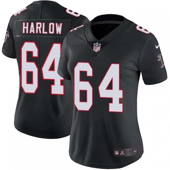 Women's Nike Atlanta Falcons 64 Sean Harlow Black Alternate Vapor Untouchable Limited Player NFL Jersey