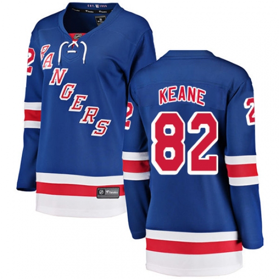 Women's New York Rangers 82 Joey Keane Fanatics Branded Royal Blue Home Breakaway NHL Jersey